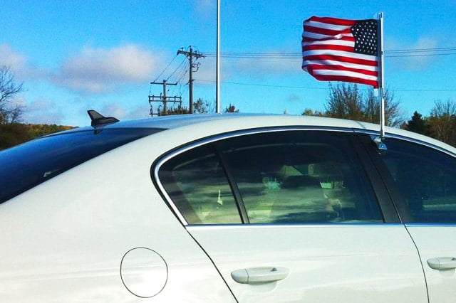 X50 Car flag window mount with US Flag