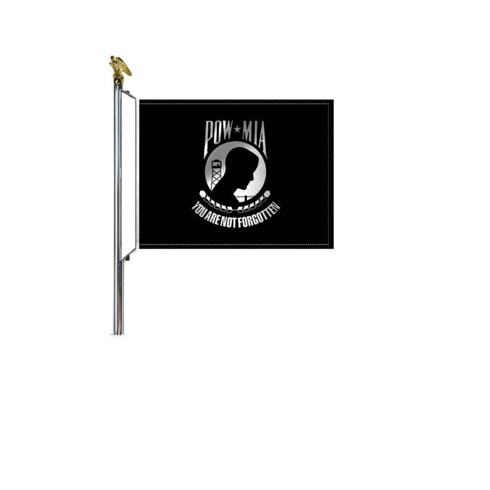14in-Chrome-MC-Flag-Mount-with-POW-Flag-no-bracket