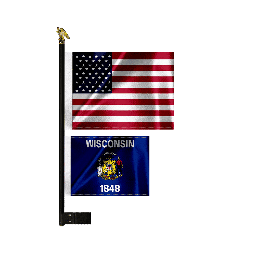 1 Premium Golf Cart Flag Mount, Vibrant 8x11" & 6x8" Flags